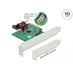 Karta PCI Express x4 do 1x wewn. USB 3.2 Gen 2 key B 20-pinowe żeńskie Delock 90068