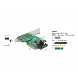 Karta PCI Express x4 do 1x wewn. USB 3.2 Gen 2 key B 20-pinowe żeńskie Delock 90068