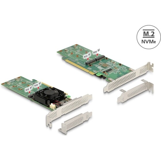 Karta PCI Express x16 4x NVMe M.2 key M low profile Delock 90078