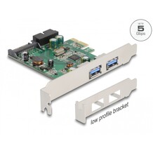 Karta PCI Express x1 do 2x zewn. USB 3.2 Gen 1 typ A + 1x wew. 19-pin. męska listwa USB niskoprofilowa Delock 90096