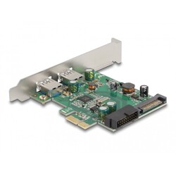 Karta PCI Express x1 do 2x zewn. USB 3.2 Gen 1 typ A + 1x wew. 19-pin. męska listwa USB niskoprofilowa Delock 90096