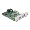 Karta PCI Express x1 do 2x zewn. USB 3.2 Gen 1 typ A + 1x wew. 19-pin. męska listwa USB niskoprofilowa Delock 90096
