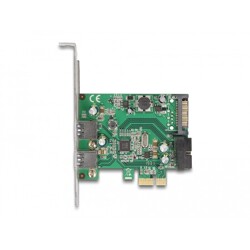 Karta PCI Express x1 do 2x zewn. USB 3.2 Gen 1 typ A + 1x wew. 19-pin. męska listwa USB niskoprofilowa Delock 90096