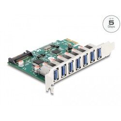 Karta PCI Express x1 do 7x zewn. USB 5Gbps typ A żeńskie Delock 90104