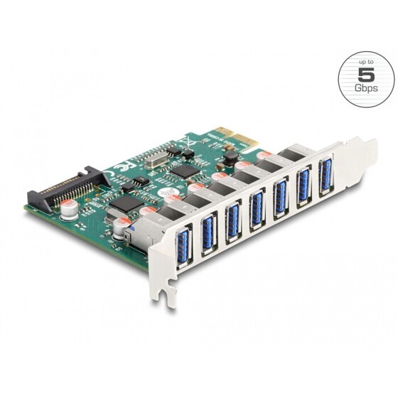 Karta PCI Express x1 do 7x zewn. USB 5Gbps typ A żeńskie Delock 90104