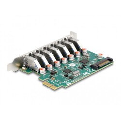 Karta PCI Express x1 do 7x zewn. USB 5Gbps typ A żeńskie Delock 90104