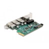 Karta PCI Express x1 do 3x USB 5Gbps typ A żeńskie + 1x Gigabit LAN Delock 90105