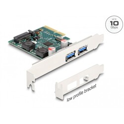 Karta PCI Express x4 do 2x zewn. USB 10Gbps typ A żeńskie niskoprofilowa Delock 90106