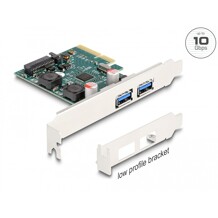 Karta PCI Express x4 do 2x zewn. USB 10Gbps typ A żeńskie niskoprofilowa Delock 90106