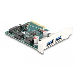 Karta PCI Express x4 do 2x zewn. USB 10Gbps typ A żeńskie niskoprofilowa Delock 90106