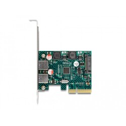 Karta PCI Express x4 do 2x zewn. USB 10Gbps typ A żeńskie niskoprofilowa Delock 90106