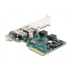 Karta PCI Express x4 do 2x zewn. USB 10Gbps typ A żeńskie niskoprofilowa Delock 90106