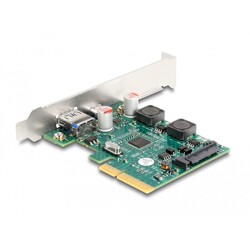 Karta PCI Express x4 do 1x zewn. USB 10Gbps typu C żeńskie + 1x zewn. USB 10Gbps typ A żeńskie, niskoprofilowa Delock 90107