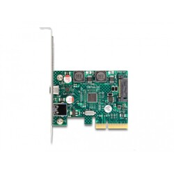 Karta PCI Express x4 do 1x zewn. USB 10Gbps typu C żeńskie + 1x zewn. USB 10Gbps typ A żeńskie, niskoprofilowa Delock 90107