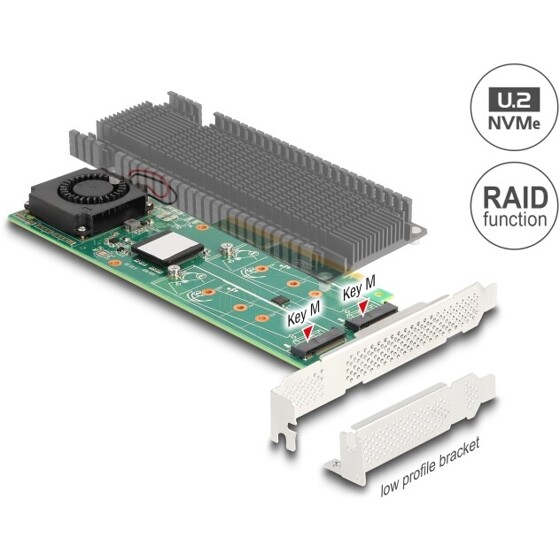Karta PCI Express x8 2x NVMe M.2 key M z RAID, low profile Delock 90123