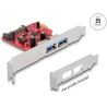 Karta PCI Express x1 do 2x zewn. USB 5Gbps typ A żeńskie, niskoprofilowa Delock 90155