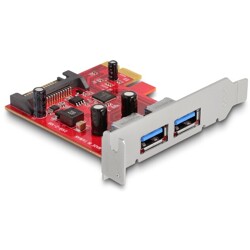 Karta PCI Express x1 do 2x zewn. USB 5Gbps typ A żeńskie, niskoprofilowa Delock 90155