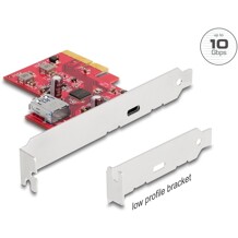 Karta PCI Express x4 do 1x zewn. USB 10Gbps typu C żeńskie + 1x wewn. USB 10Gbps typ A żeńskie, niskoprofilowa Delock 90158