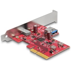 Karta PCI Express x4 do 1x zewn. USB 10Gbps typu C żeńskie + 1x wewn. USB 10Gbps typ A żeńskie, niskoprofilowa Delock 90158
