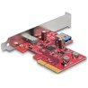Karta PCI Express x4 do 1x zewn. USB 10Gbps typu C żeńskie + 1x wewn. USB 10Gbps typ A żeńskie, niskoprofilowa Delock 90158