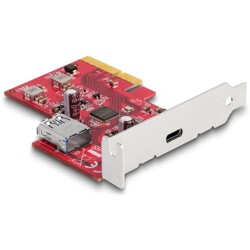 Karta PCI Express x4 do 1x zewn. USB 10Gbps typu C żeńskie + 1x wewn. USB 10Gbps typ A żeńskie, niskoprofilowa Delock 90158