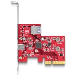 Karta PCI Express x4 do 1x zewn. USB 10Gbps typu C żeńskie + 1x wewn. USB 10Gbps typ A żeńskie, niskoprofilowa Delock 90158