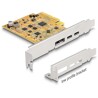 Karta PCI Express x4 do 1x USB-C 10Gbps + 1x USB-C 10Gbps DP Alt Mode zewn. żeńskie Delock 90161