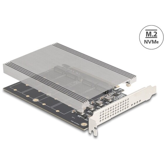 Karta PCI Express x16 4x NVMe M.2 key M z radiatorem Delock 90210