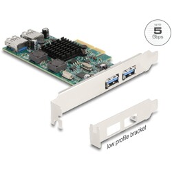 Karta PCI Express x1 do 1x zewn. USB-C PD 30W żeńskie + 2x zewn. USB-A 5Gbps Delock 90229