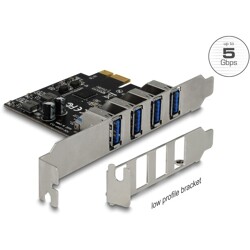 Karta PCI Express x1 do 4x zewn. USB 5Gbps typ A żeńskie Delock 90304
