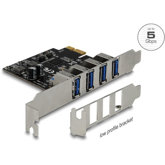 Karta PCI Express x1 do 4x zewn. USB 5Gbps typ A żeńskie Delock 90304