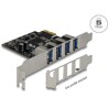 Karta PCI Express x1 do 4x zewn. USB 5Gbps typ A żeńskie Delock 90304