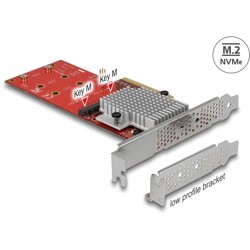 Karta PCI Express x8 2x NVMe M.2 key M low profile Delock 90305