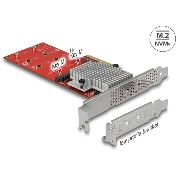 Karta PCI Express x8 2x NVMe M.2 key M low profile Delock 90305