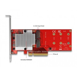 Karta PCI Express x8 2x NVMe M.2 key M low profile Delock 90305