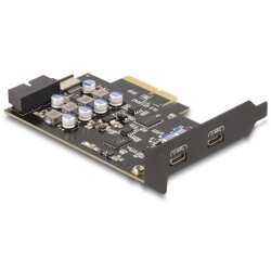 Karta PCI Express x4 do 2x zewn. USB-C + 1x wewn. USB 10Gbps typu E key A + 1x wewn. złącze USB 19-pinowe męskie low-profile Del