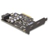 Karta PCI Express x4 do 2x zewn. USB-C + 1x wewn. USB 10Gbps typu E key A + 1x wewn. złącze USB 19-pinowe męskie low-profile Del