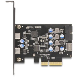 Karta PCI Express x4 do 2x zewn. USB-C + 1x wewn. USB 10Gbps typu E key A + 1x wewn. złącze USB 19-pinowe męskie low-profile Del
