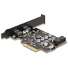 Karta PCI Express x4 do 2x zewn. USB-C + 1x wewn. USB 10Gbps typu E key A + 1x wewn. złącze USB 19-pinowe męskie low-profile Del
