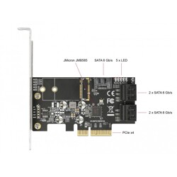 Karta PCI Express x4 5-portowa SATA low profile Delock 90395
