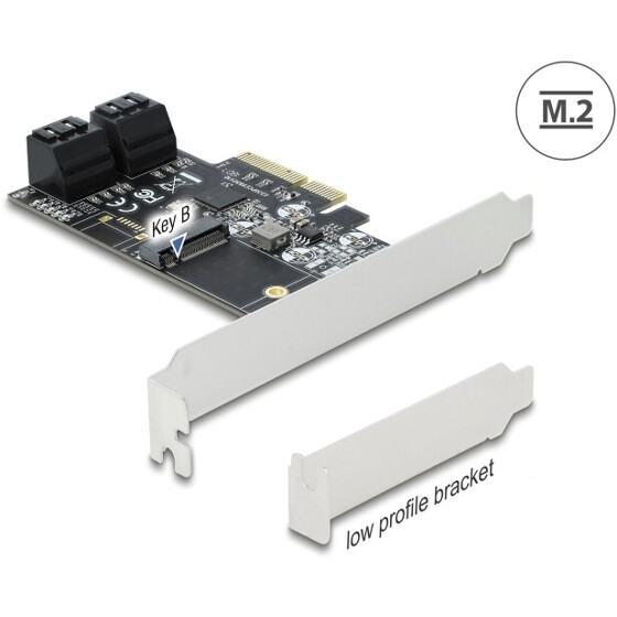 Karta PCI Express x4 4x SATA + 1x M.2 key B low profile Delock 90396