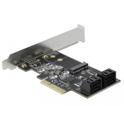 Karta PCI Express x4 4x SATA + 1x M.2 key B low profile Delock 90396