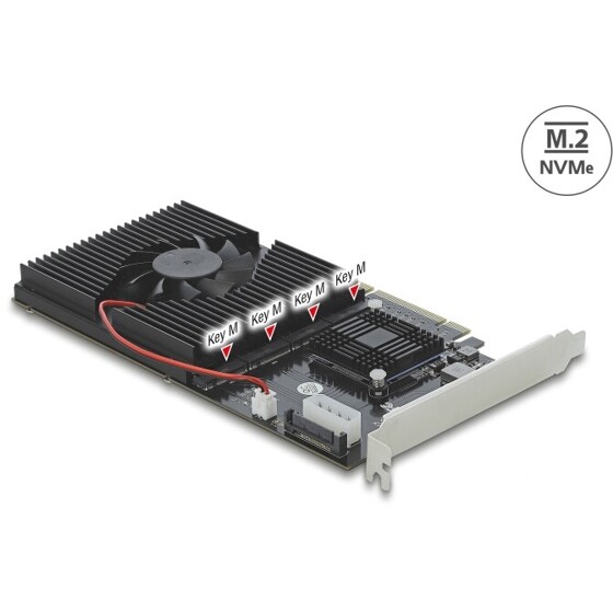 Karta PCI Express x8/x16 4x NVMe M.2 key M Delock 90409