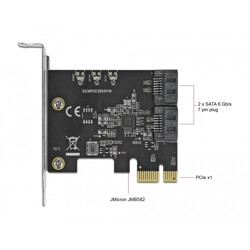 Karta PCI Express x1 2-portowa SATA low profile Delock 90431