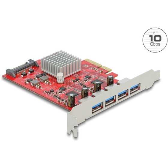 Karta PCI Express x4 do 4x USB-A 10Gbps zewn. żeńskie Delock 90481