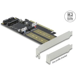 Karta PCI Express x16 1x M.2 key B + 1x NVMe M.2 key M + 1x mSATA low profile Delock 90486