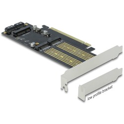 Karta PCI Express x16 1x M.2 key B + 1x NVMe M.2 key M + 1x mSATA low profile Delock 90486