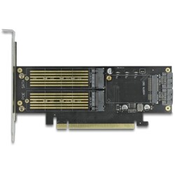 Karta PCI Express x16 1x M.2 key B + 1x NVMe M.2 key M + 1x mSATA low profile Delock 90486