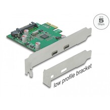 Karta PCI Express x1 do 2x USB-C 5Gbps zewn. żeńskie Delock 90493