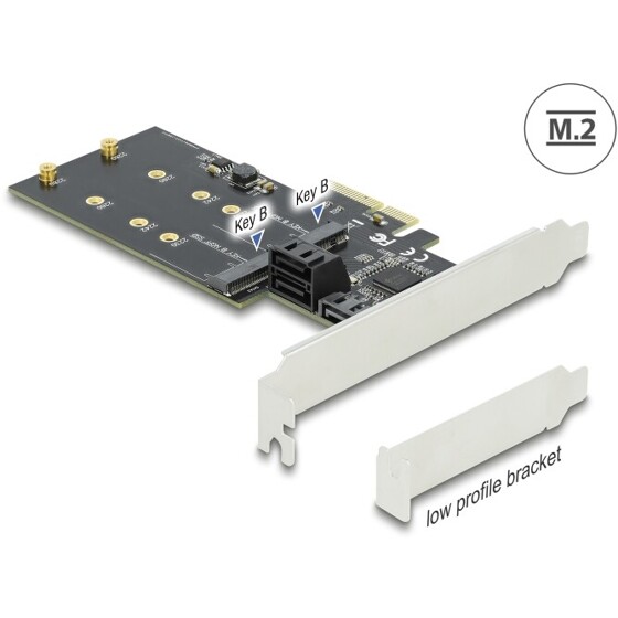 Karta PCI Express x4 3x SATA + 2x M.2 key B low profile Delock 90499